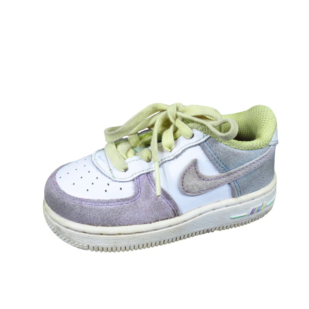 Nike Force 1 LV8 TD Infant Sneakers Size 6 Easter White Multi-Color Leather